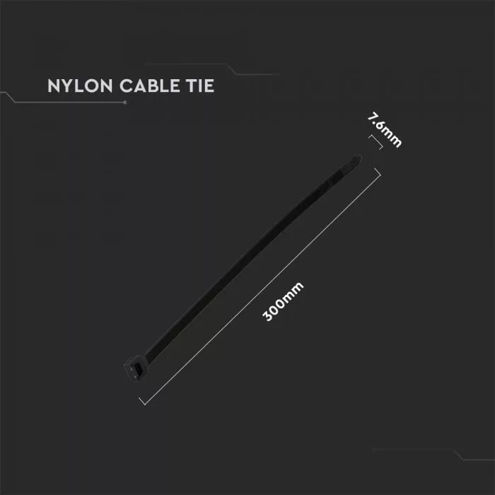 V-TAC Kábelkötegelő csomag (100db) UV álló 7,6x300 mm - fekete - 11178 - Image 2