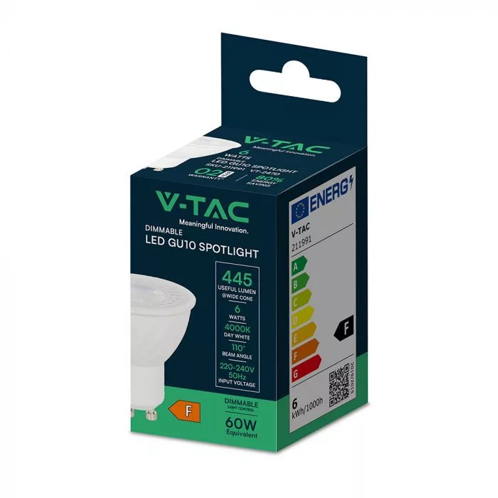 V-TAC LED dimmelhető spot GU10 MR16 6W 445lm 110o 3000K - 211981 - Image 7