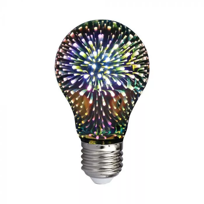 V-TAC LED 3D hatású filament COG E27 A60 3W 3000K gömb - 212704
