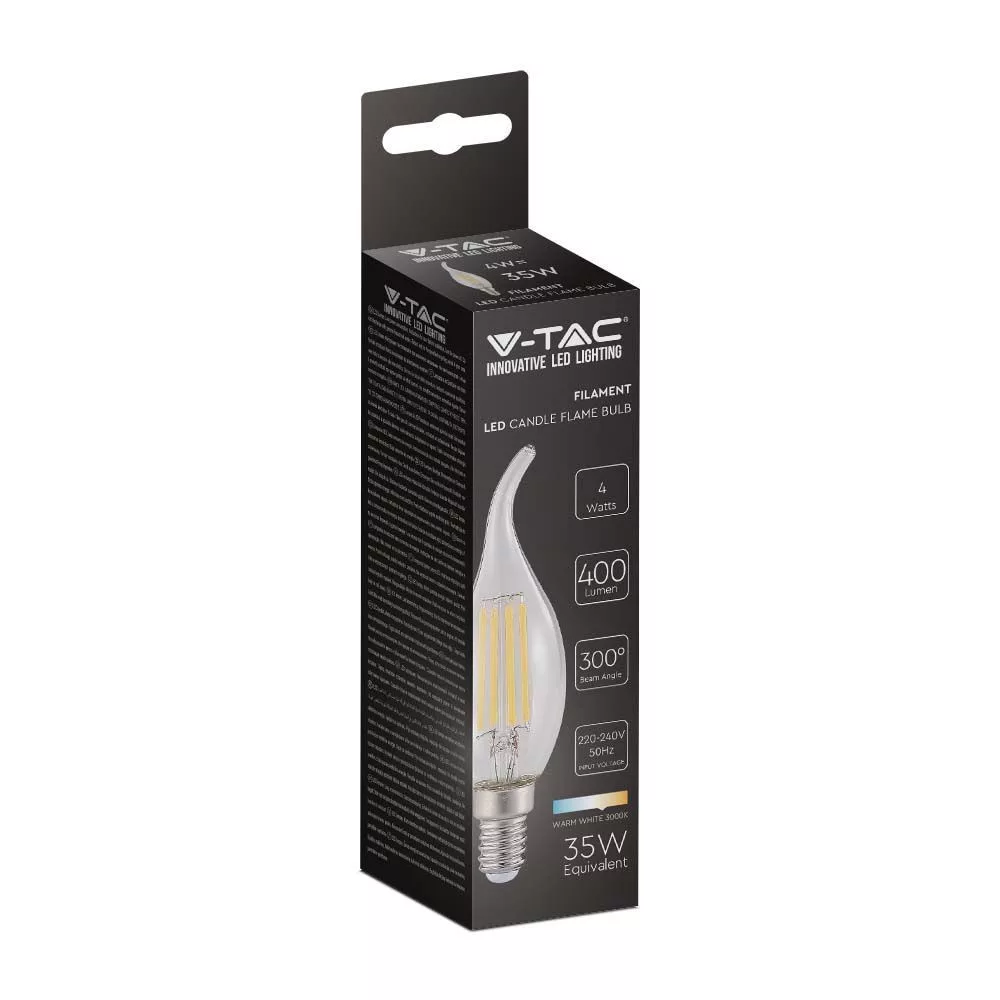 V-TAC LED filament COG E14 C37 4W 400lm 2700K gyertyaláng - 214302 - Image 5