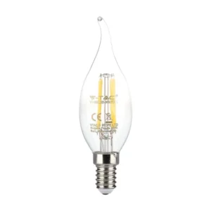 V-TAC LED filament COG E14 C37 4W 400lm 2700K gyertyaláng - 214302