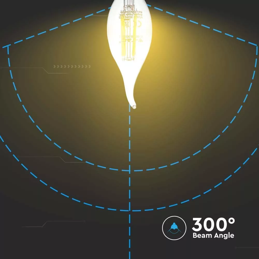 V-TAC LED filament COG E14 C37 4W 400lm 2700K gyertyaláng - 214302 - Image 2