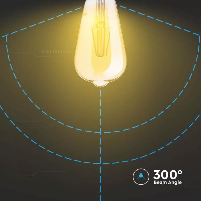 V-TAC LED borostyán filament COG E27 ST64 4W 350lm 2200K - 214361 - Image 3