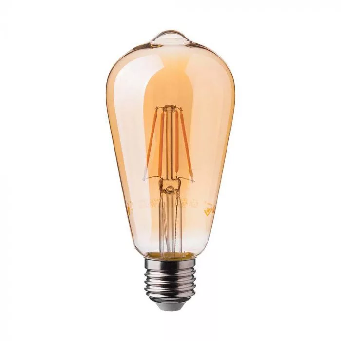 V-TAC LED borostyán filament COG E27 ST64 4W 350lm 2200K - 214361
