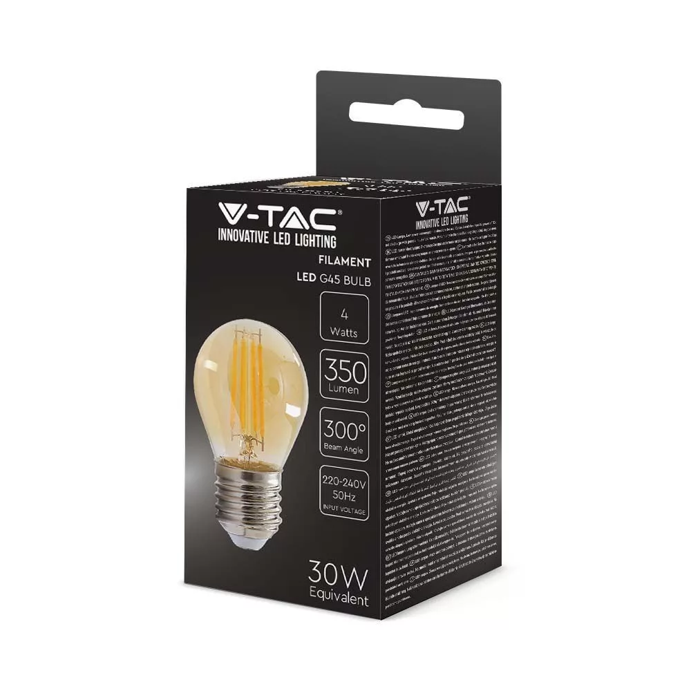 V-TAC LED borostyán filament COG E27 G45 4W 350lm 2200K gömb - 217100 - Image 5