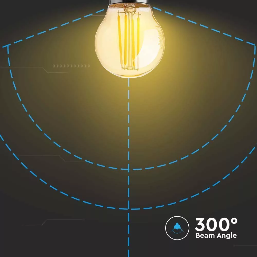 V-TAC LED borostyán filament COG E27 G45 4W 350lm 2200K gömb - 217100 - Image 3