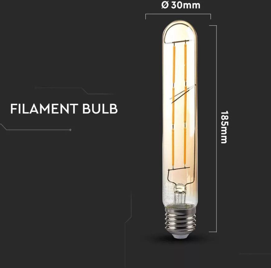 V-TAC LED henger borostyán filament COG E27 T30 6W 600lm 2200K - 217143 - Image 4