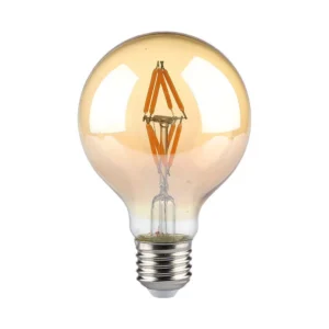 V-TAC LED borostyán filament COG E27 G80 4W 400lm 2200K gömb- 217148