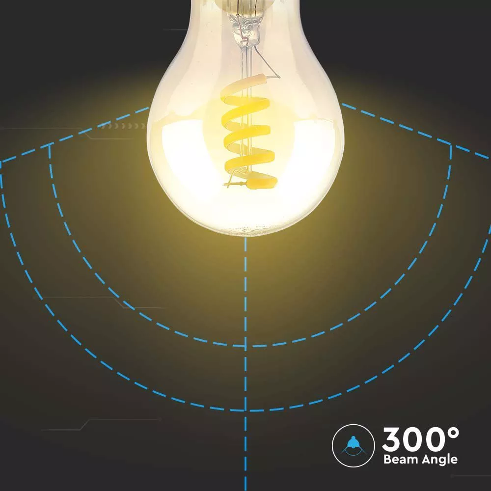 V-TAC LED spirál borostyán filament COG E27 A60 4W 220lm 1800K gömb - 217335 - Image 2