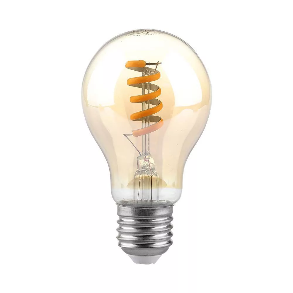 V-TAC LED spirál borostyán filament COG E27 A60 4W 220lm 1800K gömb - 217335