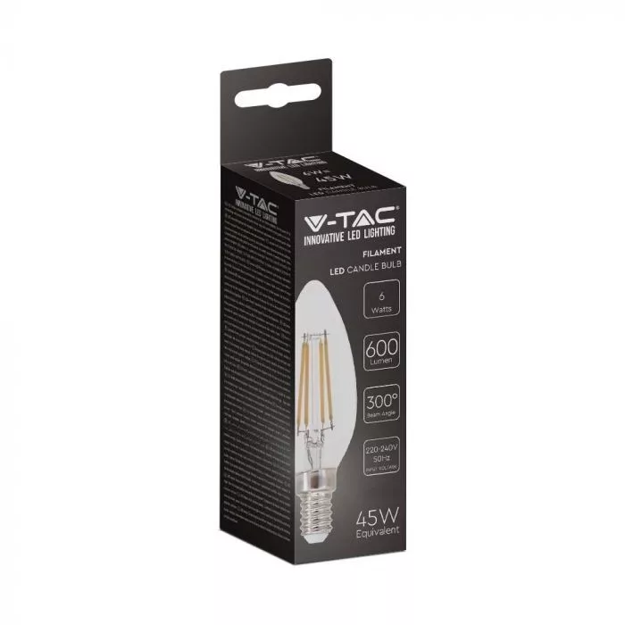 V-TAC LED filament COG E14 C35 6W 600lm 3000K gyertya - 217423 - Image 6