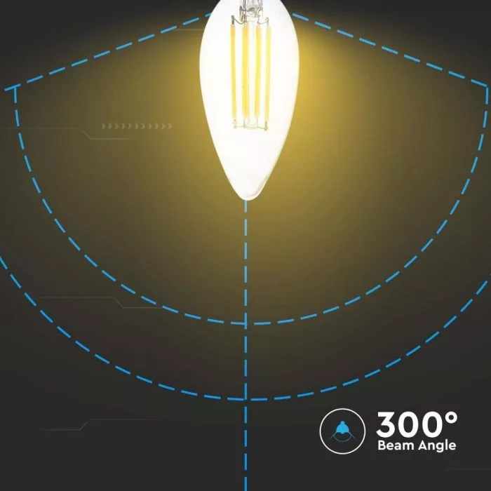 V-TAC LED filament COG E14 C35 6W 600lm 3000K gyertya - 217423 - Image 3