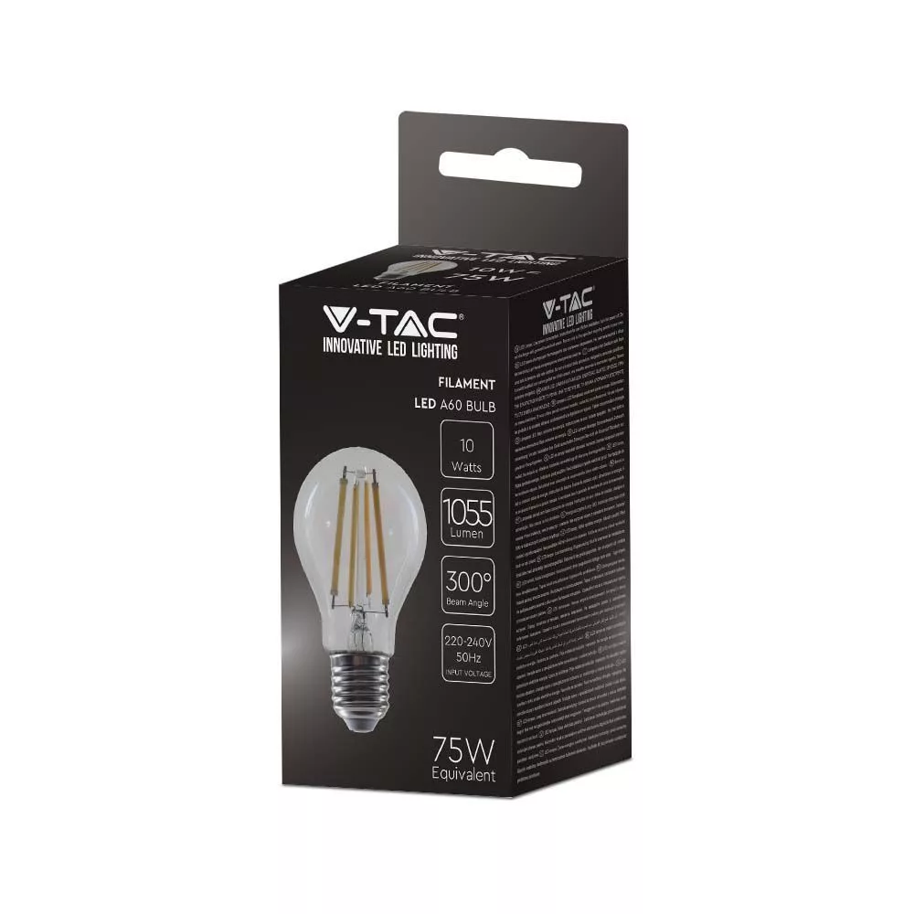 V-TAC LED borostyán filament COG E27 A60 12W 1350lm 2200K gömb - 217457 - Image 5