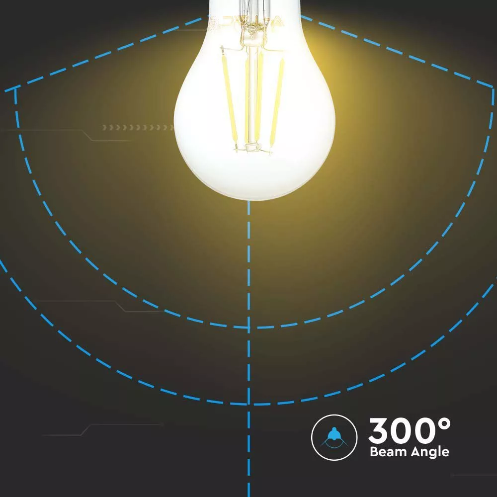 V-TAC LED borostyán filament COG E27 A60 12W 1350lm 2200K gömb - 217457 - Image 3
