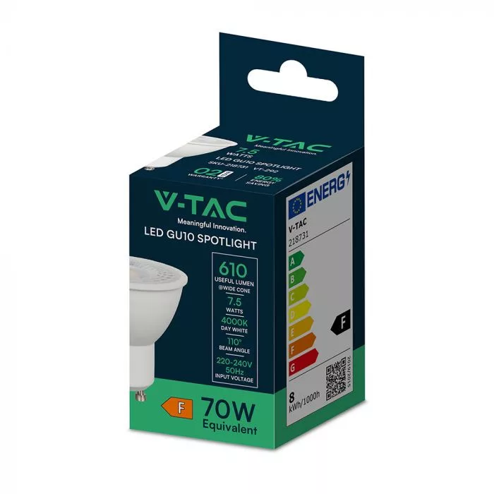 V-TAC LED spot GU10 MR16 7,5W 610lm 3000K 110o - 218721 - Image 5
