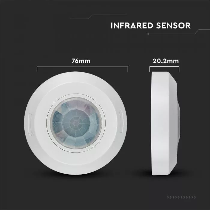 V-TAC mennyezeti infravörös mozgásérzékelő 360o, Max. 200W 240V (LED), IP20 fehér - 6606 - Image 2