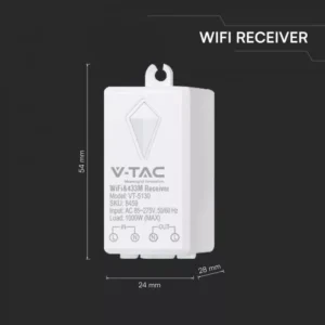 V-TAC Smart Wi-Fi + RF relé (RF 500m) 1000W (Alexa, Google Home kompatibilis) - 8459