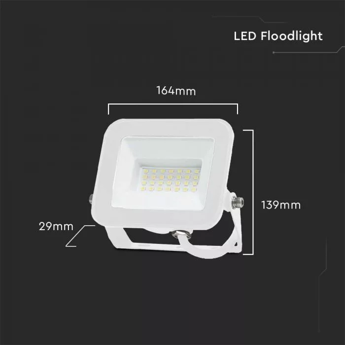V-TAC SP-széria LED reflektor Samsung Chip 30W 2505lm, 6500K, fehér házas - 10025 - Image 5