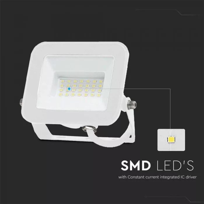 V-TAC SP-széria LED reflektor Samsung Chip 30W 2505lm, 6500K, fehér házas - 10025 - Image 6