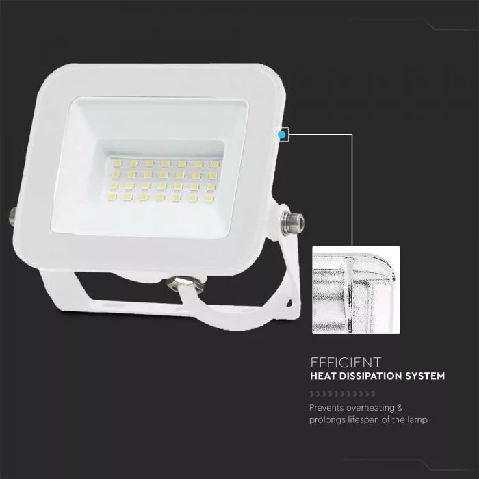 V-TAC SP-széria LED reflektor Samsung Chip 30W 2505lm, 6500K, fehér házas - 10025 - Image 7