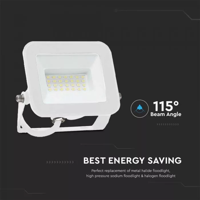 V-TAC SP-széria LED reflektor Samsung Chip 30W 2505lm, 6500K, fehér házas - 10025 - Image 8