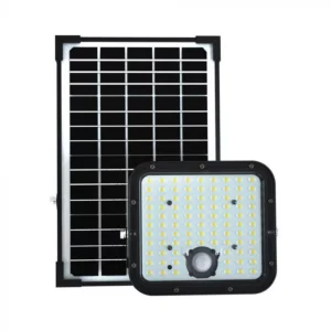 V-TAC Napelemes LED reflektor 30W 4800lm 3,7V 6000mAh 6500K, 5 m vezetékkel, PIR szenzorral, távirányítóval, fekete - 10311