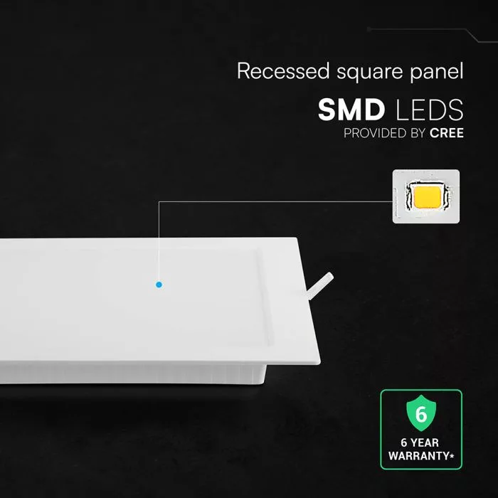V-TAC süllyesztett négyzet alakú MINI LED panel 6W 630lm CCT (CREE LED) - 104806 - Image 5
