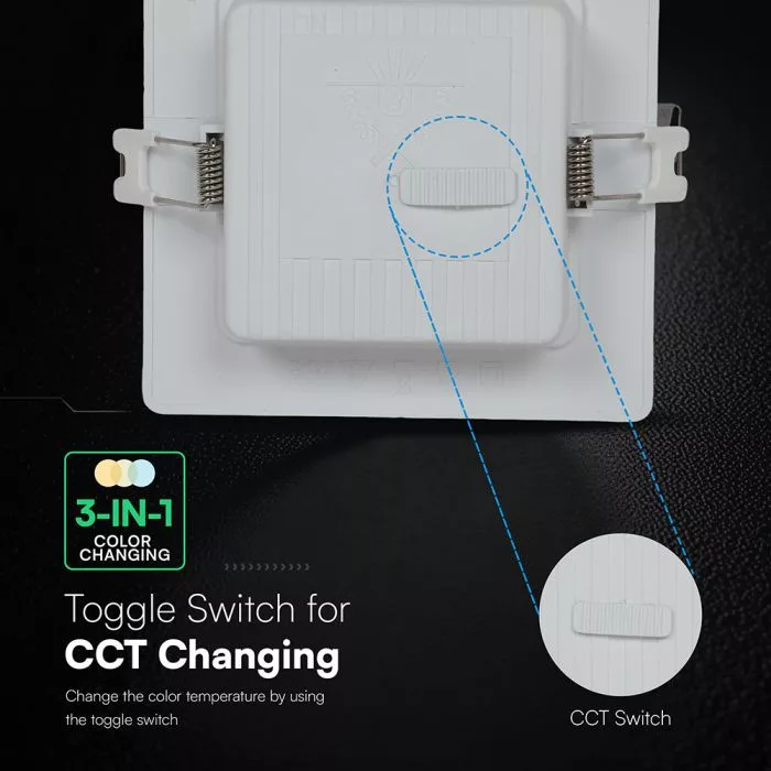 V-TAC süllyesztett négyzet alakú MINI LED panel 6W 630lm CCT (CREE LED) - 104806 - Image 4