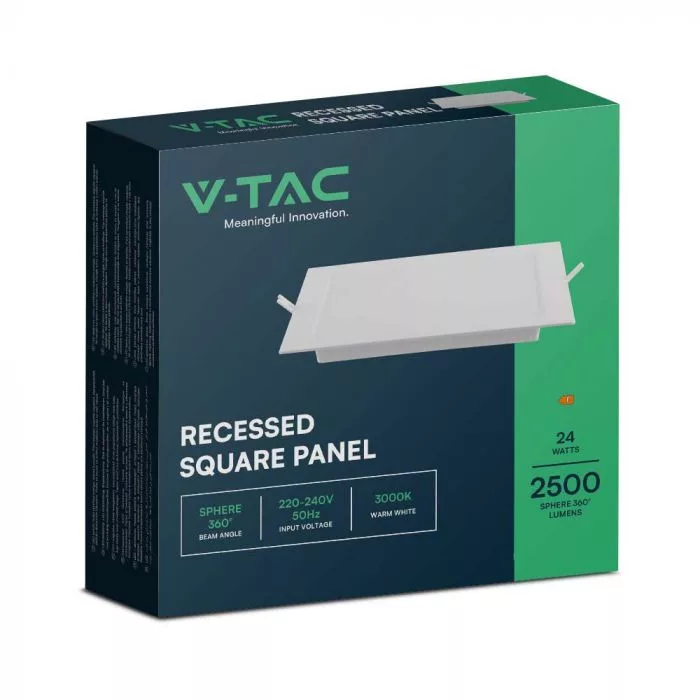 V-TAC süllyesztett négyzet alakú MINI LED panel 24W 2640lm 4000K - 10490 - Image 3