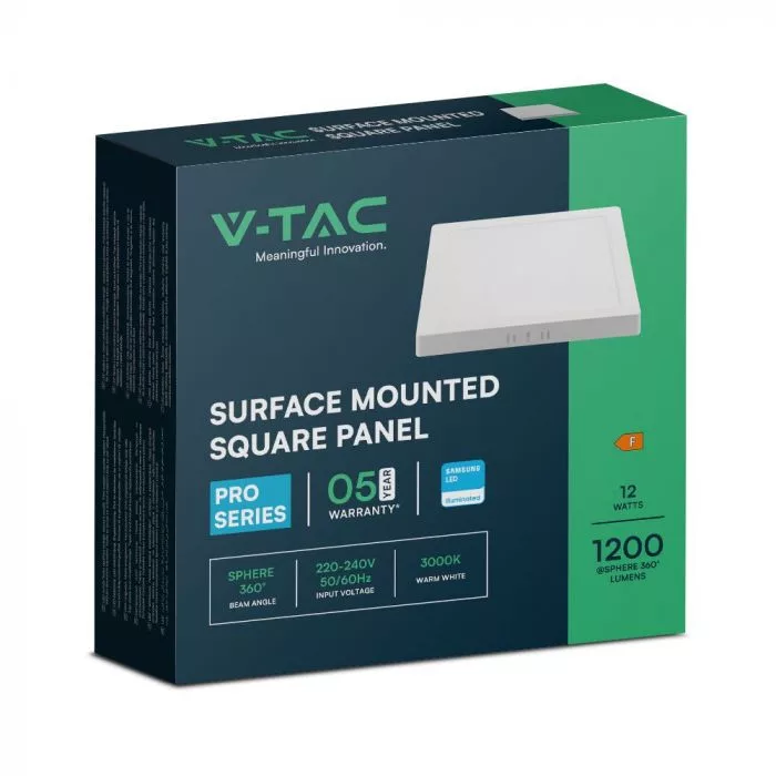 V-TAC PRO falon kívüli, négyzet alakú LED panel 12W 1200lm 3000K (Samsung Chip) - 104951 - Image 4