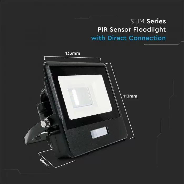 V-TAC LED reflektor Samsung Chip 10W 735lm 3000K, beépített mozgásérzékelővel, fekete házzal - 20256 - Image 7