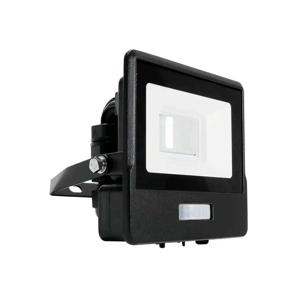 V-TAC LED reflektor Samsung Chip 10W 735lm 3000K, beépített mozgásérzékelővel, fekete házzal - 20256