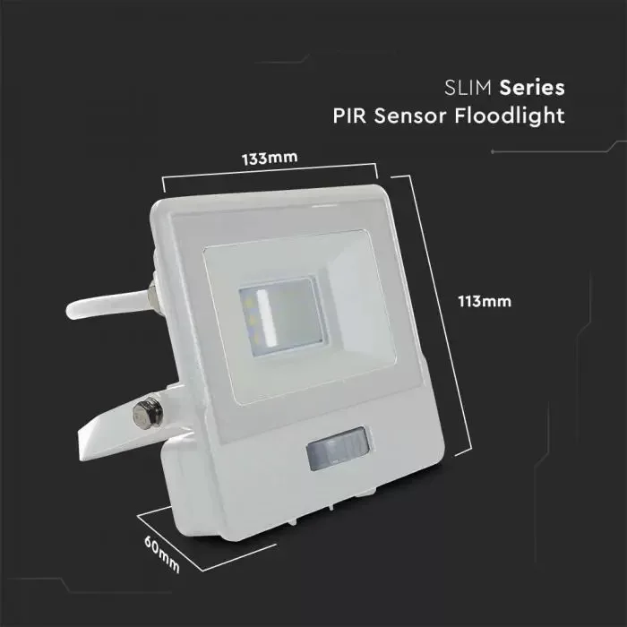 V-TAC LED reflektor Samsung Chip 10W 735lm 6500K, beépített mozgásérzékelővel, fehér házzal - 20294 - Image 5