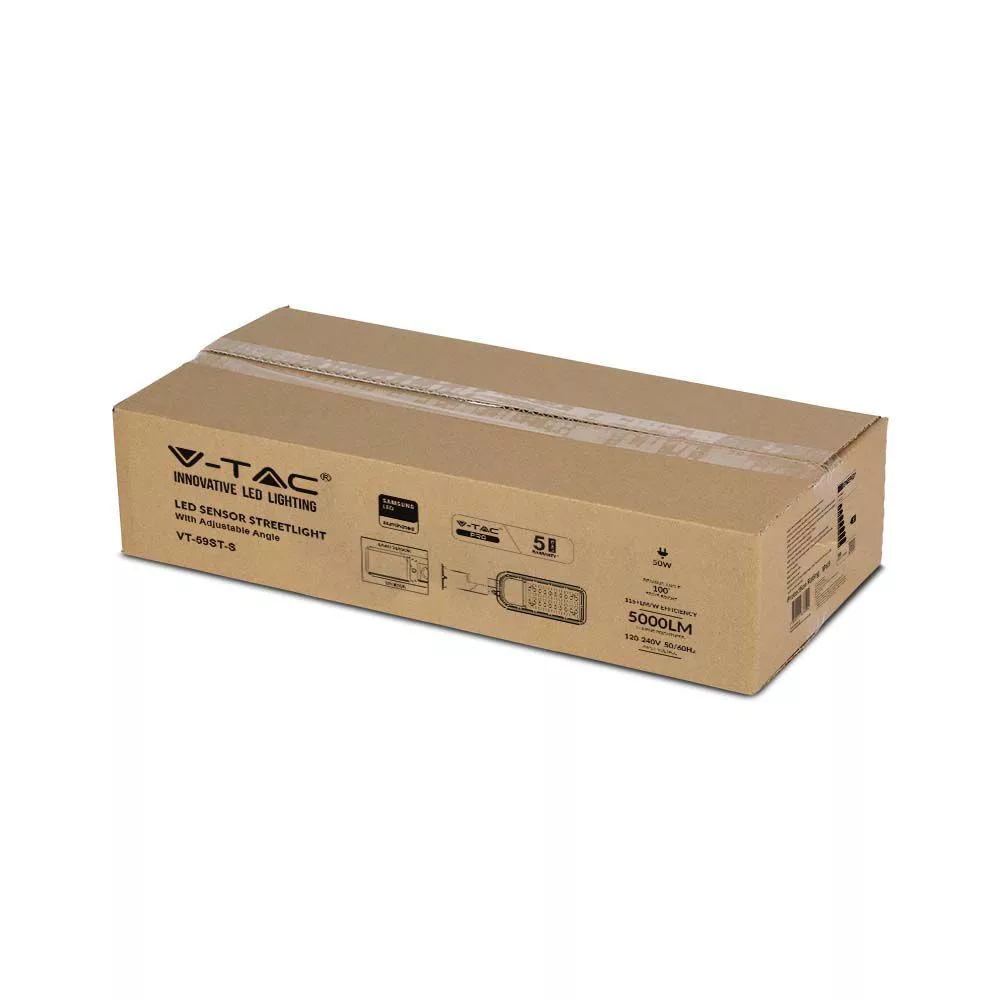 V-TAC Utcai LED lámpa, Samsung Chip, 50W 5000lm 6500K, alkonyszenzorol, ezüst színű - 20433 - Image 7