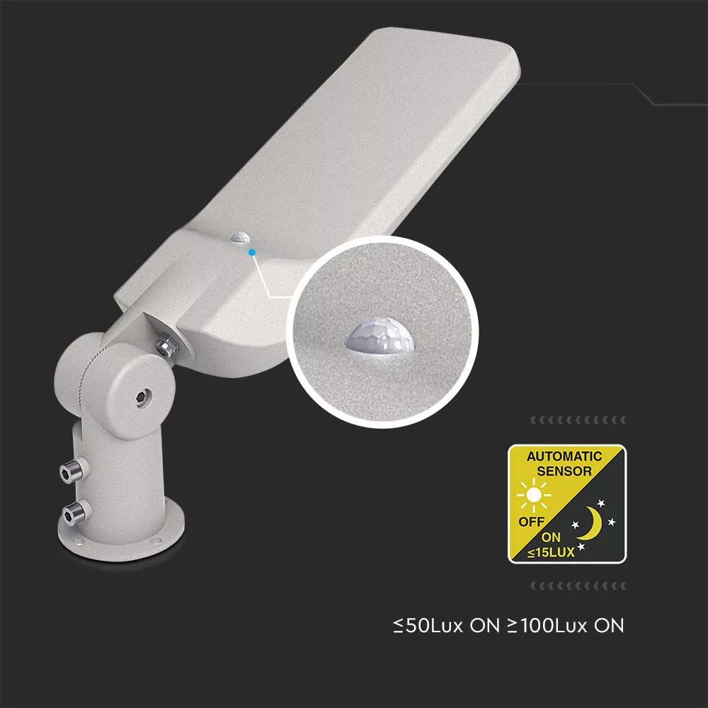 V-TAC Utcai LED lámpa, Samsung Chip, 50W 5000lm 6500K, alkonyszenzorol, ezüst színű - 20433 - Image 2
