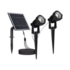 V-TAC napelemes 2 db leszúrható kerti lámpa, 2x1,2W 2x90lm 3,7V 4000mAh, 3000K, fekete színű - 20488