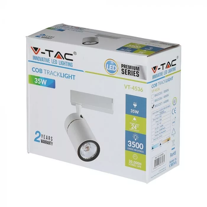V-TAC COB 4 LINE LED Sínes Spotlámpa 35W 3000lm, 4000K, 10o, CRI: >80, fehér színű - 211256 - Image 3