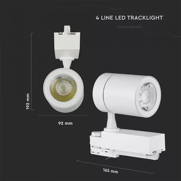V-TAC COB 4 LINE LED Sínes Spotlámpa 35W 3000lm, 4000K, 10o, CRI: >80, fehér színű - 211256 - Image 2