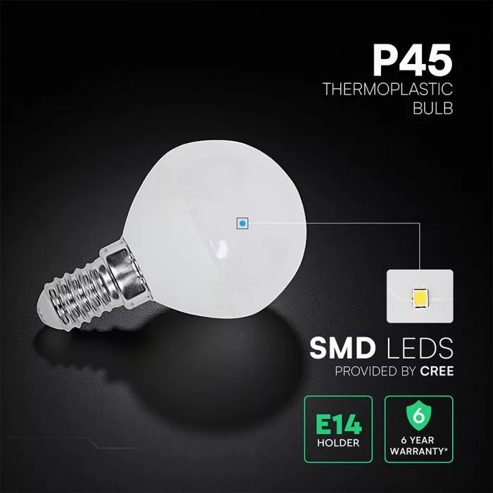 V-TAC LED E14 P45 3,7W 320lm 3000K kisgömb (CREE LED) - 2141236 - Image 6
