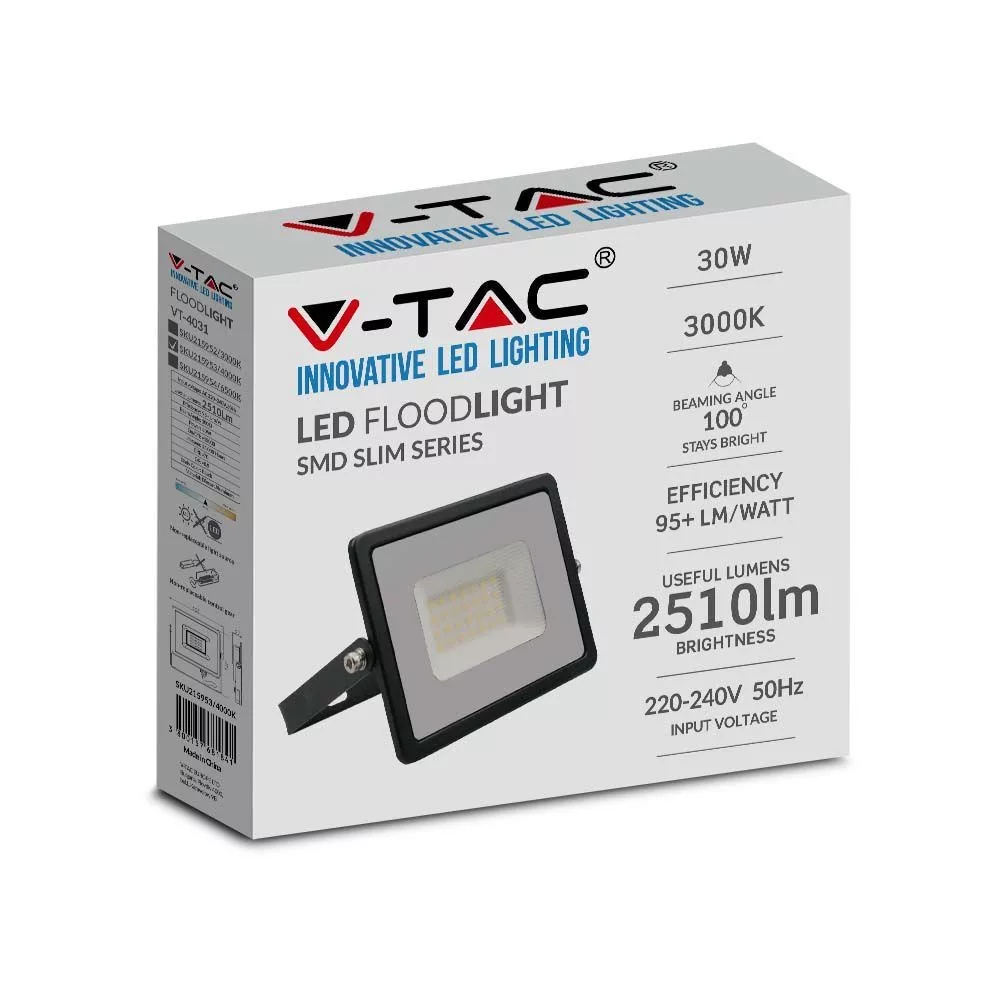 V-TAC LED reflektor 30W 2550lm 110o 4000K "E" széria fekete házas - 215953 - Image 8
