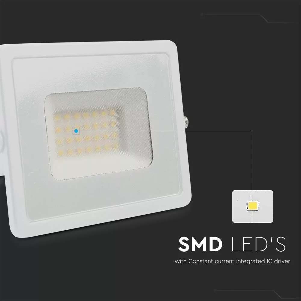 V-TAC LED reflektor 30W 2550lm 110o 4000K "E" széria fehér házas - 215956 - Image 6