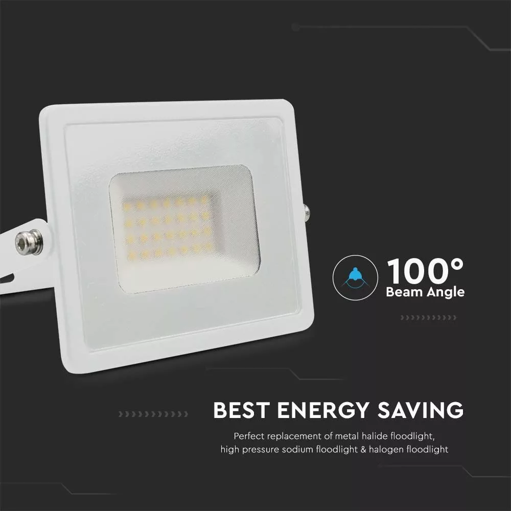 V-TAC LED reflektor 30W 2550lm 110o 4000K "E" széria fehér házas - 215956 - Image 4