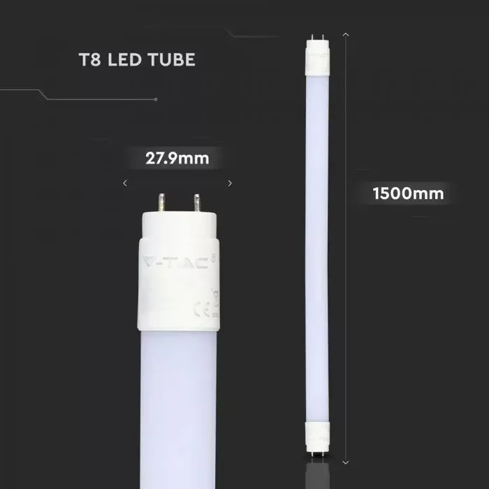 V-TAC LED Nano plastic fénycső 15W 2400lm T8 G13 150cm 160o 4000K - 216481 - Image 2