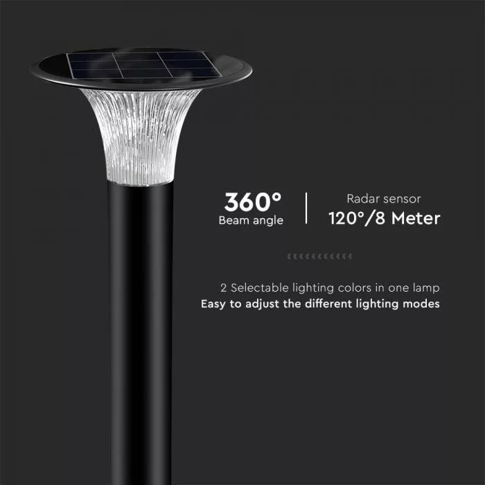 V-TAC napelemes állólámpa, 15W 2200lm 3,2V 6000mAh, 4000K-6500K, mozgásérzékelővel, 107 cm magas, fekete színű - 23006 - Image 6