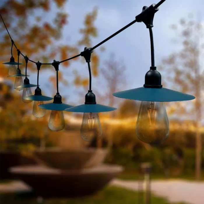 V-TAC napelemes LED fényfüzér 15 db ST64-es formájú fényforrásokkal, 15 m hosszú, fekete színű, 3W 50lm 3,7V 2x1200mAh, 3000K - 23034 - Image 5