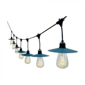 V-TAC napelemes LED fényfüzér 15 db ST64-es formájú fényforrásokkal, 15 m hosszú, fekete színű, 3W 50lm 3,7V 2x1200mAh, 3000K - 23034