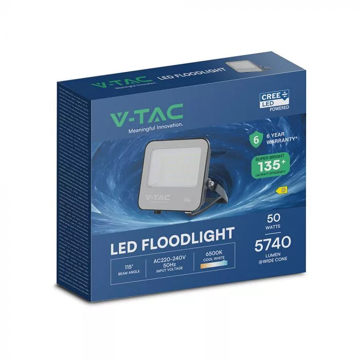 V-TAC LED reflektor Slimline 50W 5740lm 6500K fekete házas (CREE LED) - 232176 - Image 7