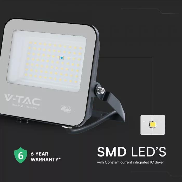 V-TAC LED reflektor Slimline 50W 5740lm 6500K fekete házas (CREE LED) - 232176 - Image 5