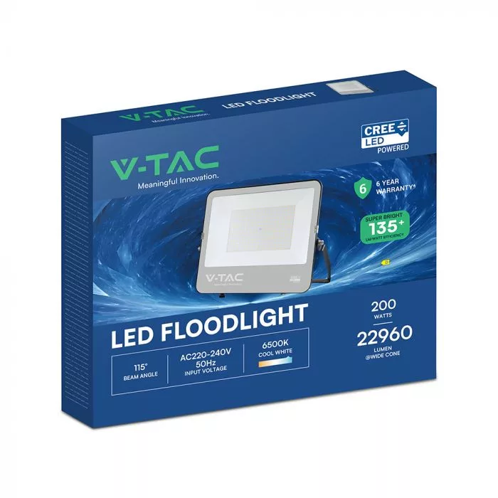 V-TAC LED reflektor Slimline 200W 22960lm 6500K fekete házas (CREE LED) - 232216 - Image 9