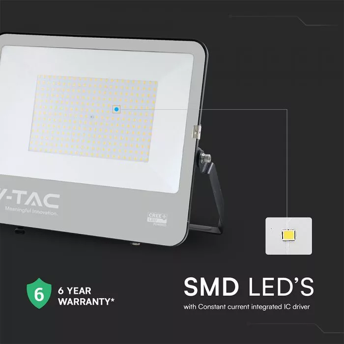 V-TAC LED reflektor Slimline 200W 22960lm 6500K fekete házas (CREE LED) - 232216 - Image 4